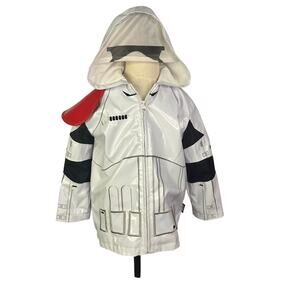 Star Wars Stormtrooper Rain Jacket Last Jedi Sz 3T Disney Store Jacket White